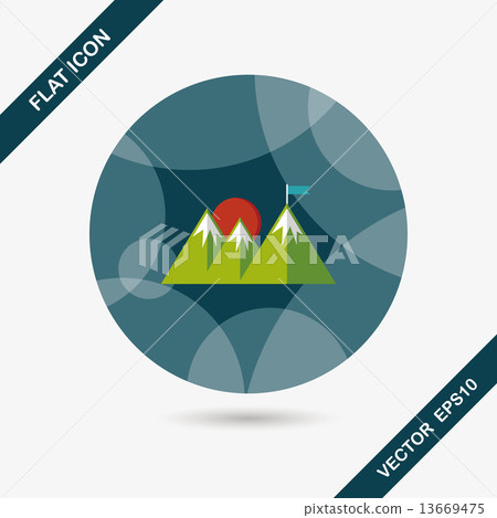 Mountain tourist flat icon with long shadow,eps10 - Stock Illustration ...