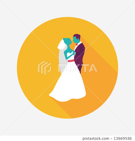 wedding couple flat icon with long shadow,eps10 - Stock Illustration ...