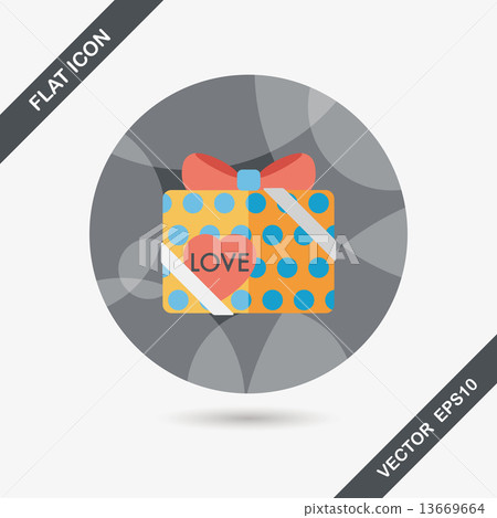 Valentine's Day present flat icon with long shadow,eps10 13669664