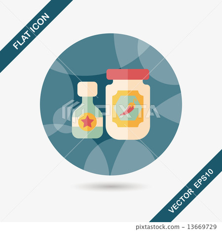 kitchenware hot sauce flat icon with long... - Stock Illustration ...