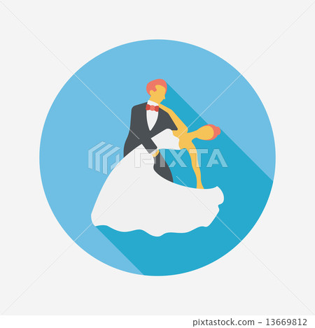 wedding couple flat icon with long shadow,eps10 - Stock Illustration ...
