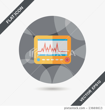 monitor in the ICU flat icon with long shadow,eps10 13669813