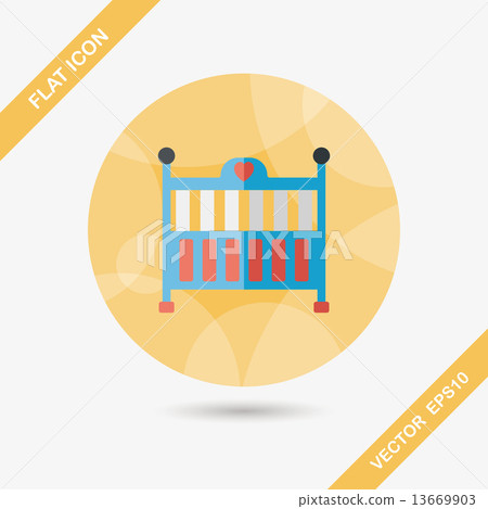 baby cradle bed flat icon with long shadow,eps10 baby cradle bed flat icon with long shadow,eps10 13669903