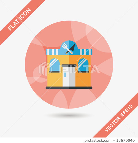 Building restaurant flat icon with long shadow,eps10 Building restaurant flat icon with long shadow,eps10 13670040