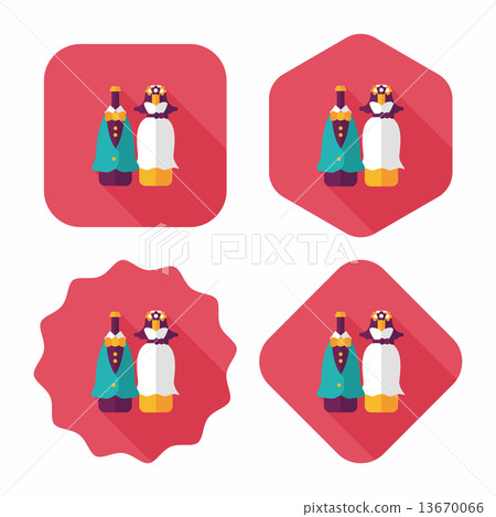 wedding couple flat icon with long shadow,eps10 - Stock Illustration ...