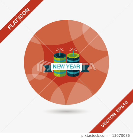 Chinese festival couplets with lantern flat icon with long shado 13670086