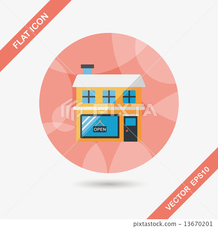 Building shop store flat icon with long shadow,eps10 13670201