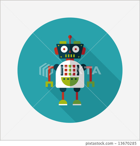robot concept flat icon with long shadow,eps10 13670285