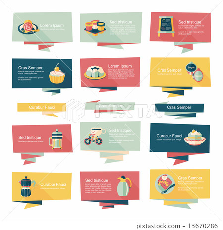 Coffee flat banner background set, eps10 13670286