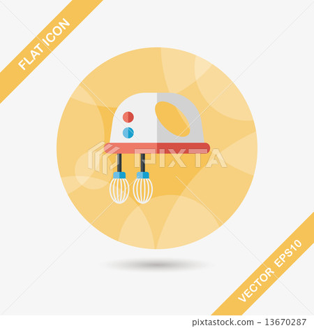 kitchenware electronic beater flat icon with long shadow,eps10 13670287