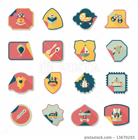 baby sticker banner design flat background set, eps10 13670293