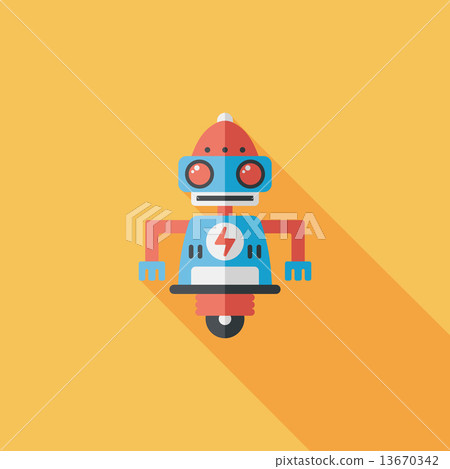 robot concept flat icon with long shadow,eps10 13670342