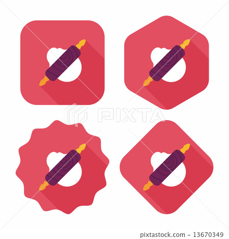 kitchenware rolling pin flat icon with long shadow,eps10 13670349