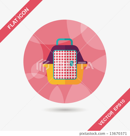 Pet travel cage flat icon with long shadow,eps10 Pet travel cage flat icon with long shadow,eps10 13670371