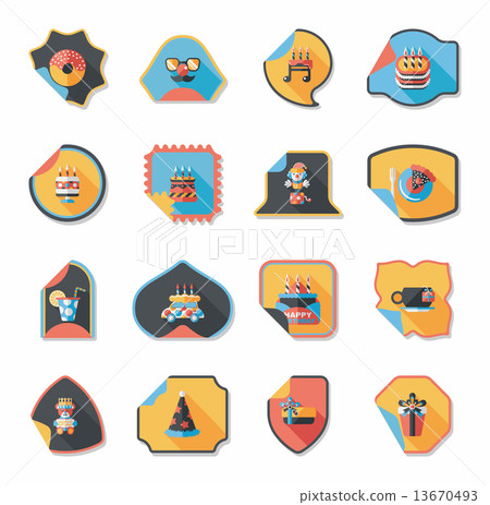Birthday sticker flat banner background set, eps10 Birthday sticker flat banner background set, eps10 13670493