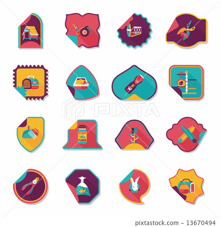 Pet sticker flat banner design background set, eps10 Pet sticker flat banner design background set, eps10 13670494