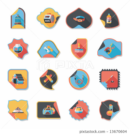 Pet sticker flat banner design background set, eps10 Pet sticker flat banner design background set, eps10 13670604