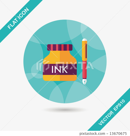 pen and ink bottle flat icon with long shadow,eps10 pen and ink bottle flat icon with long shadow,eps10 13670675