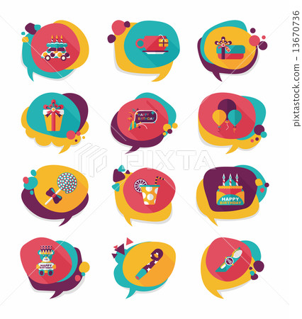 Birthday bubble speech banner design flat background set, eps10 13670736