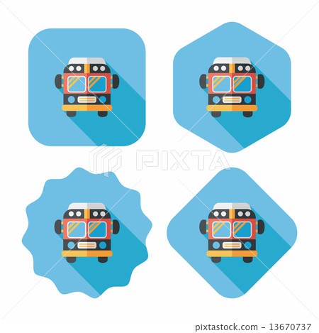 Transportation bus flat icon with long shadow,eps10 13670737