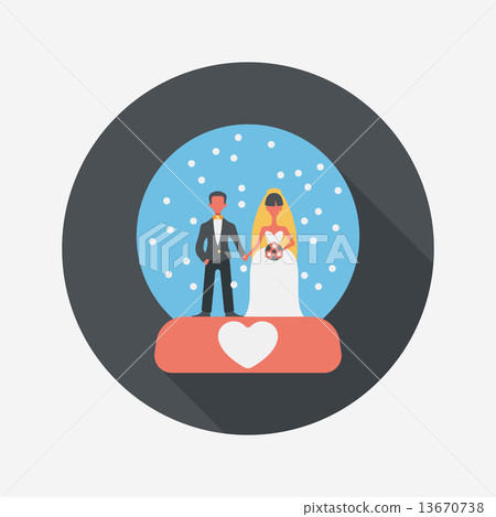 wedding couple flat icon with long shadow,eps10 13670738