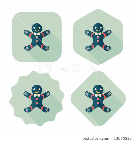 Gingerbread man flat icon with long shadow,eps10 Gingerbread man flat icon with long shadow,eps10 13670822