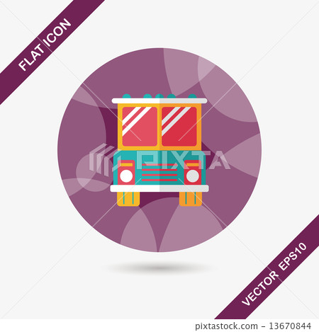 Transportation bus flat icon with long shadow,eps10 13670844
