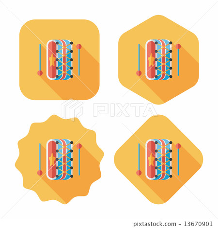 drum flat icon with long shadow,eps10 - Stock Illustration [13670901 ...