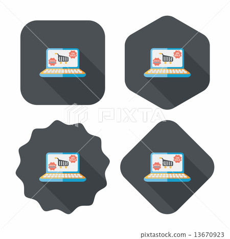 online shopping flat icon with long shadow,eps10 13670923