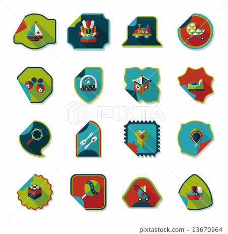 baby sticker banner design flat background set, eps10 13670964