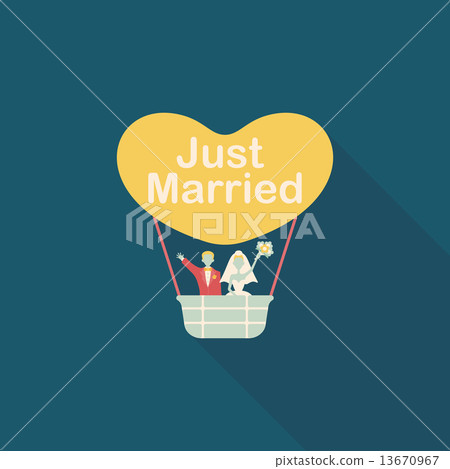 wedding couple flat icon with long shadow,eps10 13670967