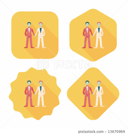 wedding couple flat icon with long shadow,eps10 13670969