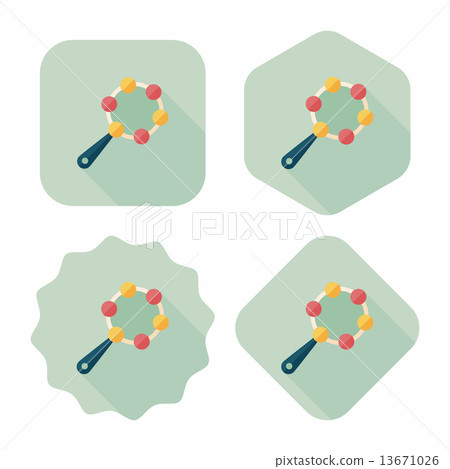 baby rattle flat icon with long shadow,EPS 10 13671026