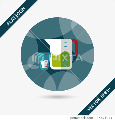 kitchenware measuring cup flat icon with long... - Stock Illustration ...