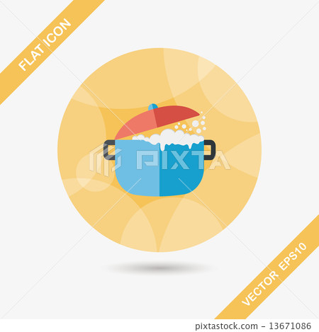 kitchenware pot flat icon with long shadow,eps10 13671086