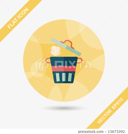 kitchenware garbage can flat icon with long shadow,eps10 13671092