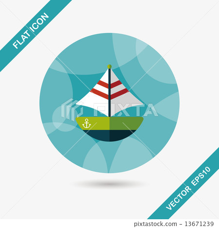 Transportation sailboat flat icon with long... - Stock Illustration ...