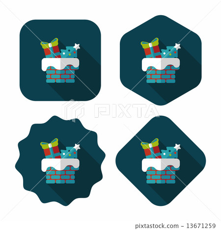 Christmas roof flat icon with long shadow,eps10 13671259