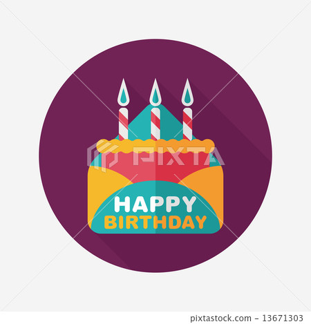 birthday card flat icon with long shadow,eps10 - Stock Illustration ...