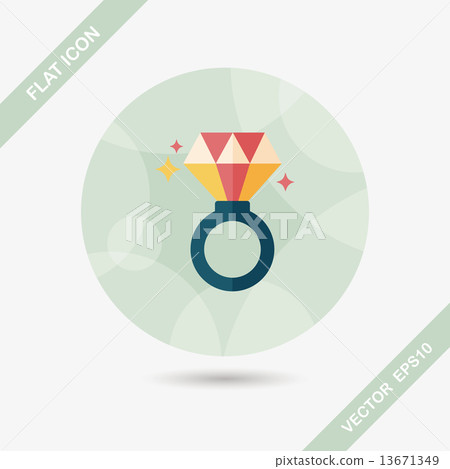 Valentine's Day diamond ring flat icon with long shadow,eps10 Valentine's Day diamond ring flat icon with long shadow,eps10 13671349