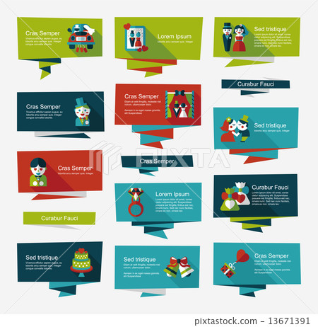 Wedding Banner Flat Design Background Set Eps10 Stock
