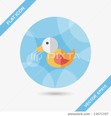 Duck toy flat icon with long shadow,eps 10 13671397