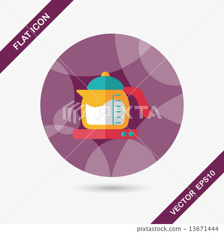 kitchenware tea pot flat icon with long shadow,eps10 13671444