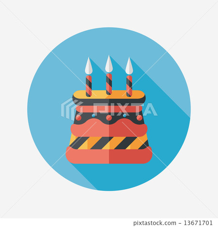 birthday cake flat icon with long shadow,eps10 13671701