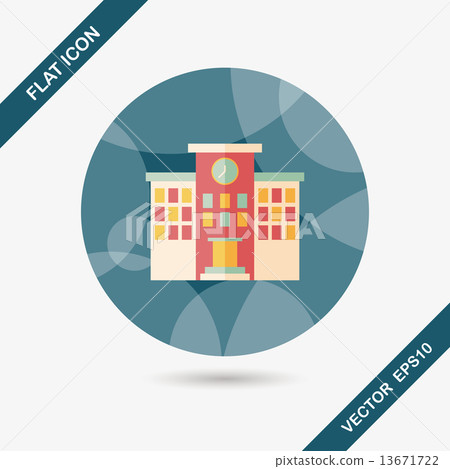 Building school flat icon with long shadow,eps10 - Stock Illustration ...