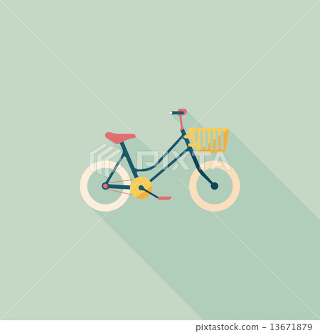 Transportation bicycle flat icon with long shadow,eps10 Transportation bicycle flat icon with long shadow,eps10 13671879