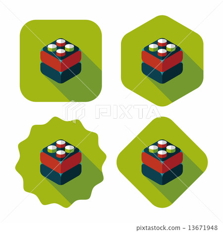 bricks toy flat icon with long shadow,eps10 bricks toy flat icon with long shadow,eps10 13671948