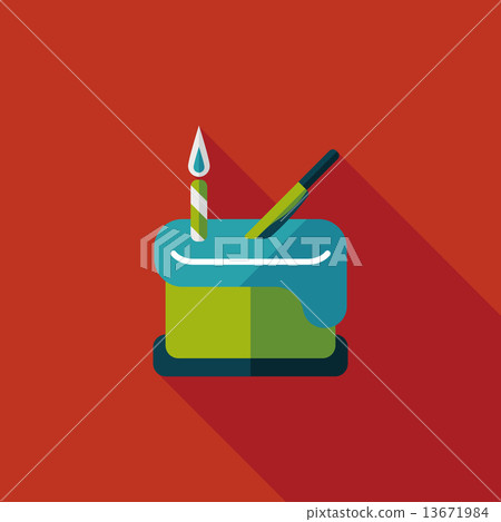 birthday cake flat icon with long shadow,eps10 - Stock Illustration ...