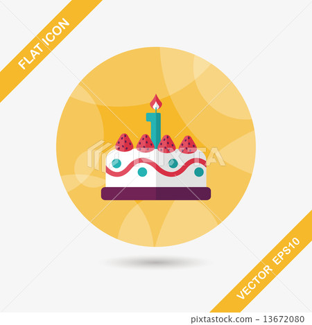 birthday cake flat icon with long shadow,eps10 - Stock Illustration ...