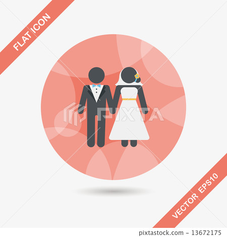 wedding couple flat icon with long shadow,eps10 - Stock Illustration ...